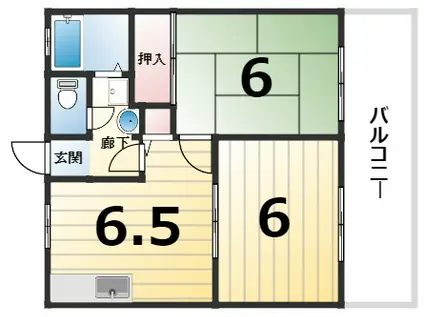 プレミールミタニ 室内犬1匹可(2LDK/1階)の間取り写真