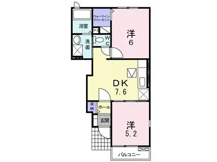 セレーノA(2DK/1階)の間取り写真