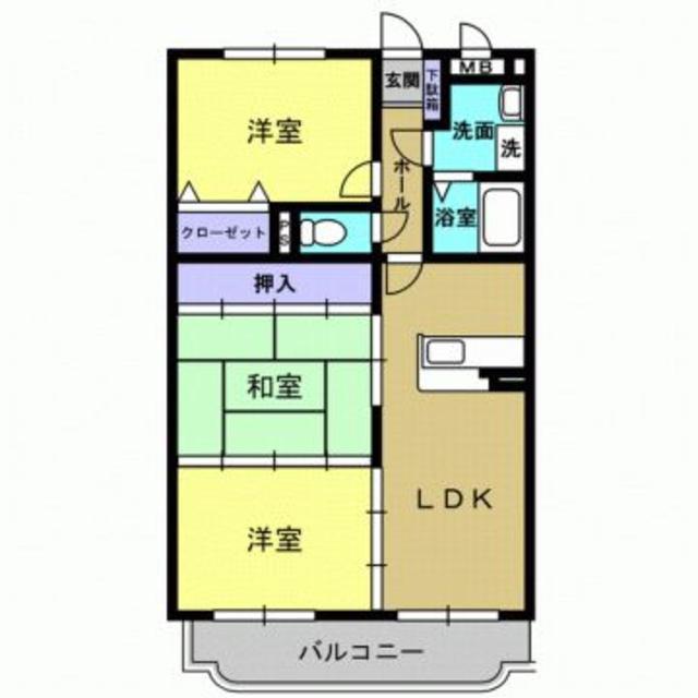 リバティハウス西築地(3LDK/1階)の間取り写真