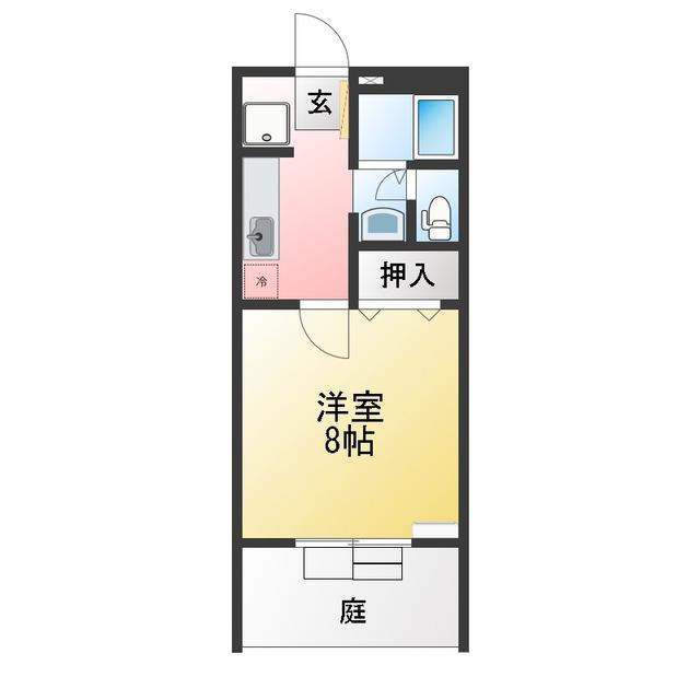 エクレール東源台 B棟(1K/1階)の間取り写真