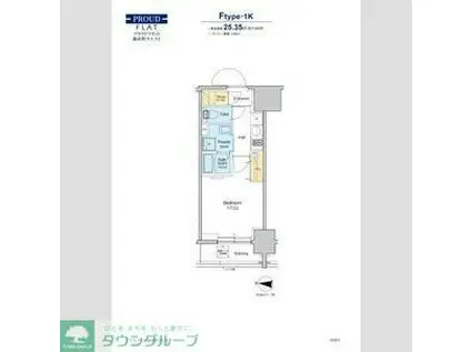 プラウドフラット錦糸町ウエスト(1K/8階)の間取り写真