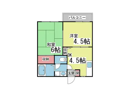 烏帽子ハイツ(2DK/2階)の間取り写真