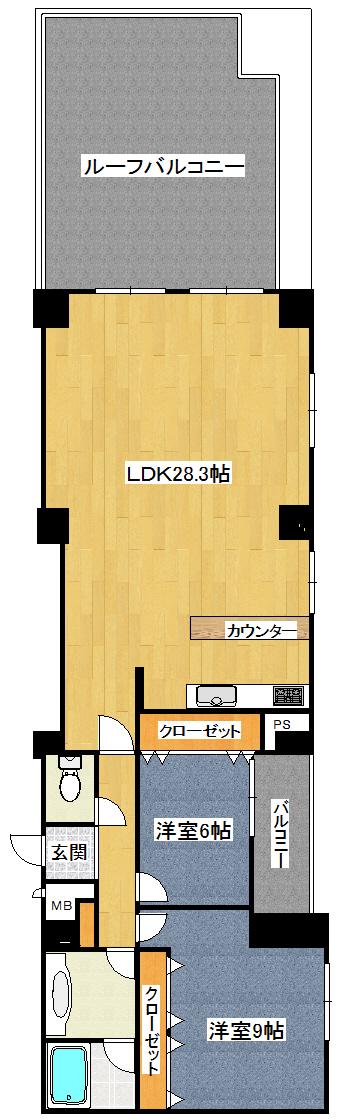 エクレール乃木坂(2LDK/3階)の間取り写真