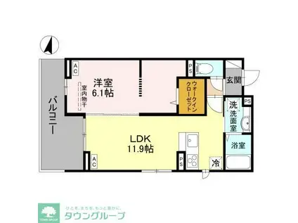 グランヴィル(1LDK/2階)の間取り写真