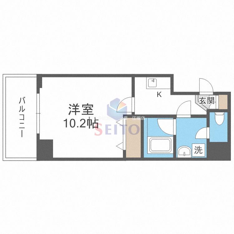 カルム小西II(1K/7階)の間取り写真