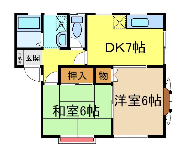 第二旭ハイツ(2DK/2階)の間取り写真
