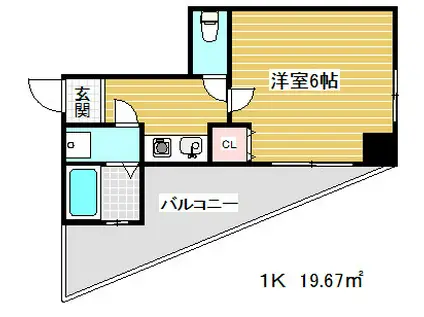 ワコーレハーバーシティ元町(1K/7階)の間取り写真