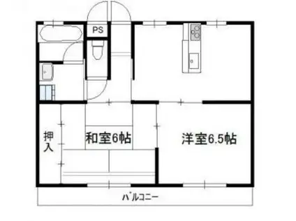 ヴィラタータ(2DK/3階)の間取り写真