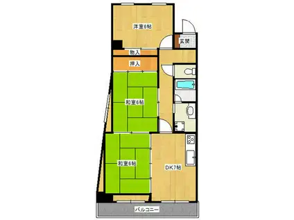 ユーアイビル(3DK/5階)の間取り写真