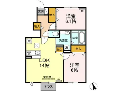 さくら 壱(2LDK/1階)の間取り写真