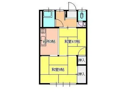 白馬荘(2K/1階)の間取り写真