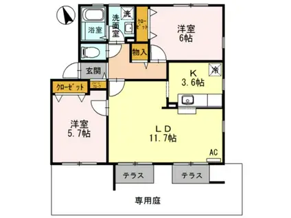 フォレストアベニュー(2LDK/1階)の間取り写真