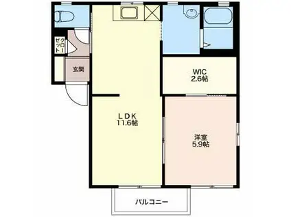 エスポワール古城B(1LDK/1階)の間取り写真