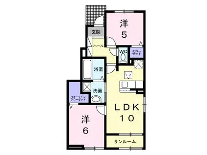ニコリヴII(2LDK/1階)の間取り写真