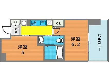 エステムプラザ神戸西Vミラージュ(2K/2階)の間取り写真