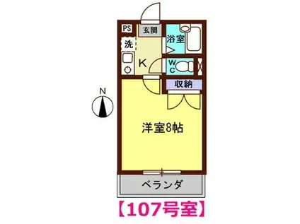 アヴェニール(1K/1階)の間取り写真