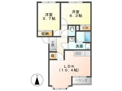 CREA雅(2LDK/1階)の間取り写真