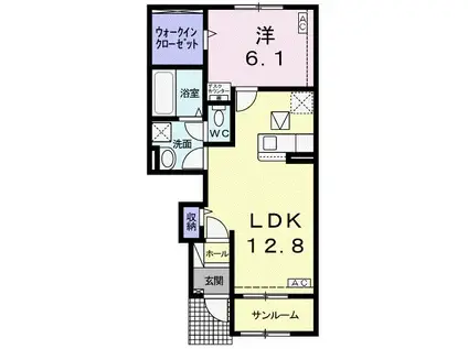 カーサ・プラシード(1LDK/1階)の間取り写真