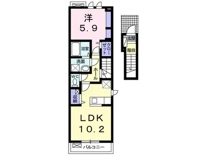 アン・ソレアード C(1LDK/2階)の間取り写真