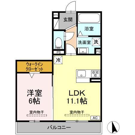 シリウス(1LDK/2階)の間取り写真