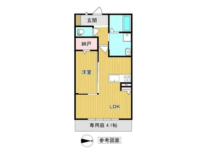 KILELE(1LDK/1階)の間取り写真