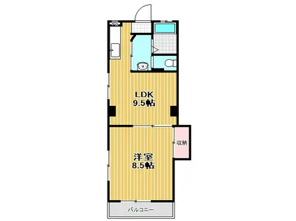 マンション美和(1LDK/4階)の間取り写真