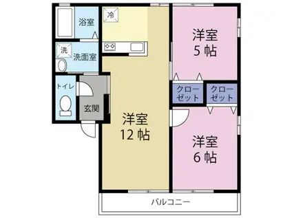 レトアRAINBOW(2LDK/1階)の間取り写真