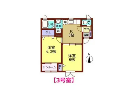 カナディアンビレッジ北安江(2K/2階)の間取り写真