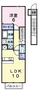 アルカンシエル(1LDK/2階)の間取り写真
