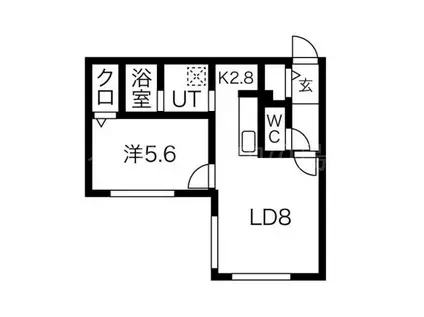 パインハート中の島(1LDK/2階)の間取り写真