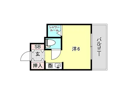 NEOダイキョー甲子園口(ワンルーム/1階)の間取り写真