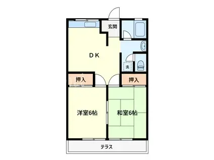 パステル麻生(2DK/1階)の間取り写真