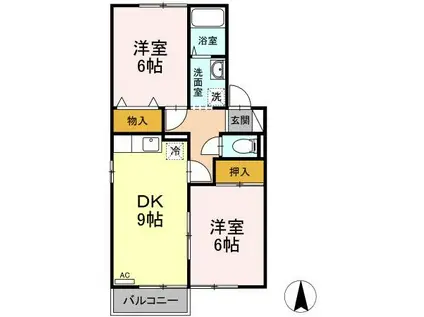 レジアスC(2DK/2階)の間取り写真