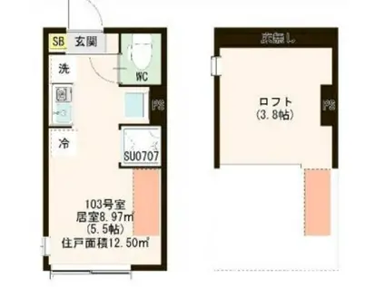 ハーモニーテラス板橋宮本町(ワンルーム/1階)の間取り写真