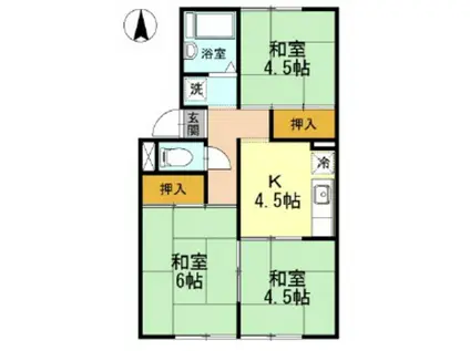 プレジール花尻 A棟(3K/1階)の間取り写真