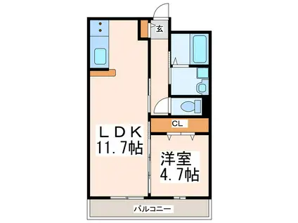 SOLA(1LDK/3階)の間取り写真