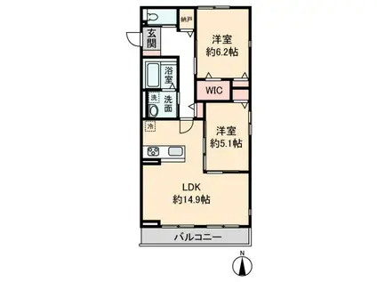HEIM MAISON 庄内通駅東 B棟(2LDK/2階)の間取り写真
