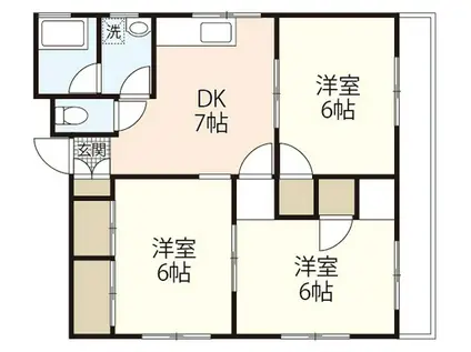 横山ビル(3DK/4階)の間取り写真
