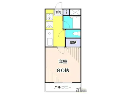 イーストヒルズ所沢(1K/3階)の間取り写真