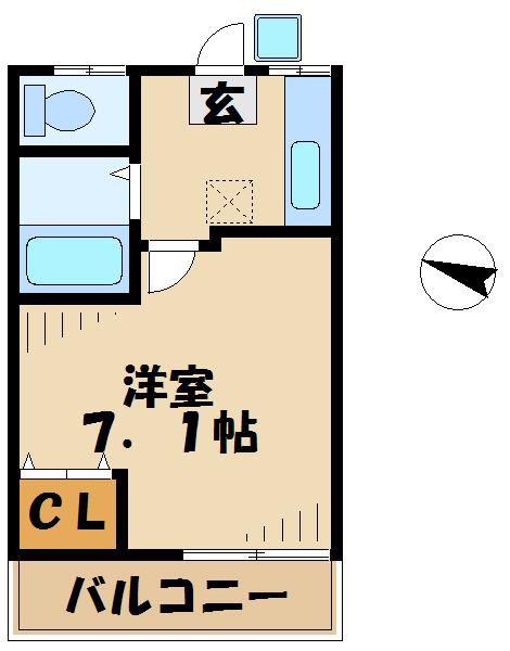 アースパックス1号棟(1K/1階)の間取り写真