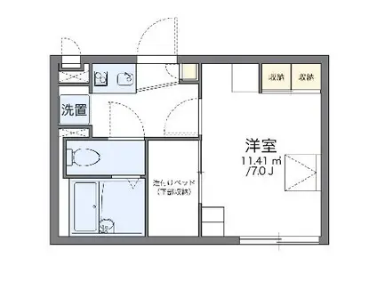 レオパレスMASUDAIII(1K/2階)の間取り写真