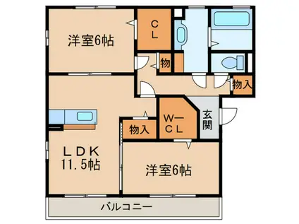 リヴァーレ(2LDK/1階)の間取り写真
