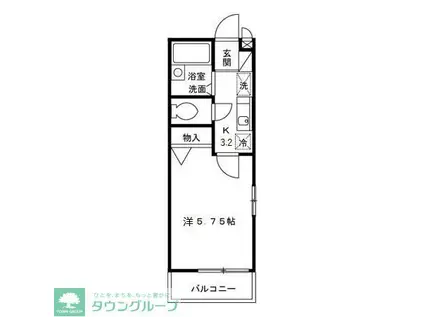 グリーンコート(1K/2階)の間取り写真