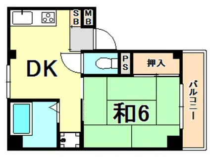 MFハイツ熊内(1DK/3階)の間取り写真