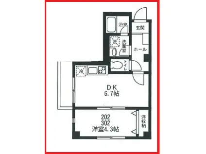 ブランシェタチオカ(1DK/3階)の間取り写真