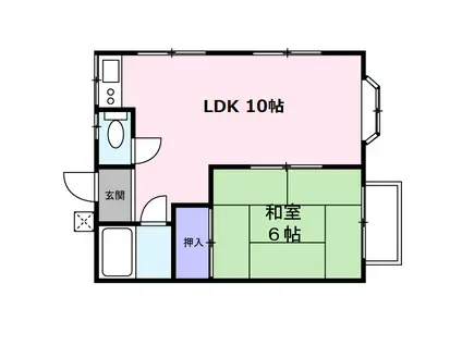 仁戸名ヒルズ(1LDK/2階)の間取り写真