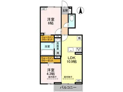 フェリオ文京 II(2LDK/2階)の間取り写真