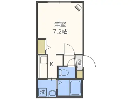 ルラーシュ中の島(1K/4階)の間取り写真