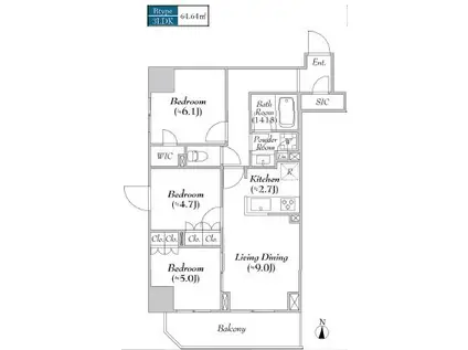 ASMACI MAISON両国II(3LDK/6階)の間取り写真