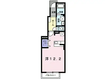 シャイニング・ベル(ワンルーム/1階)の間取り写真